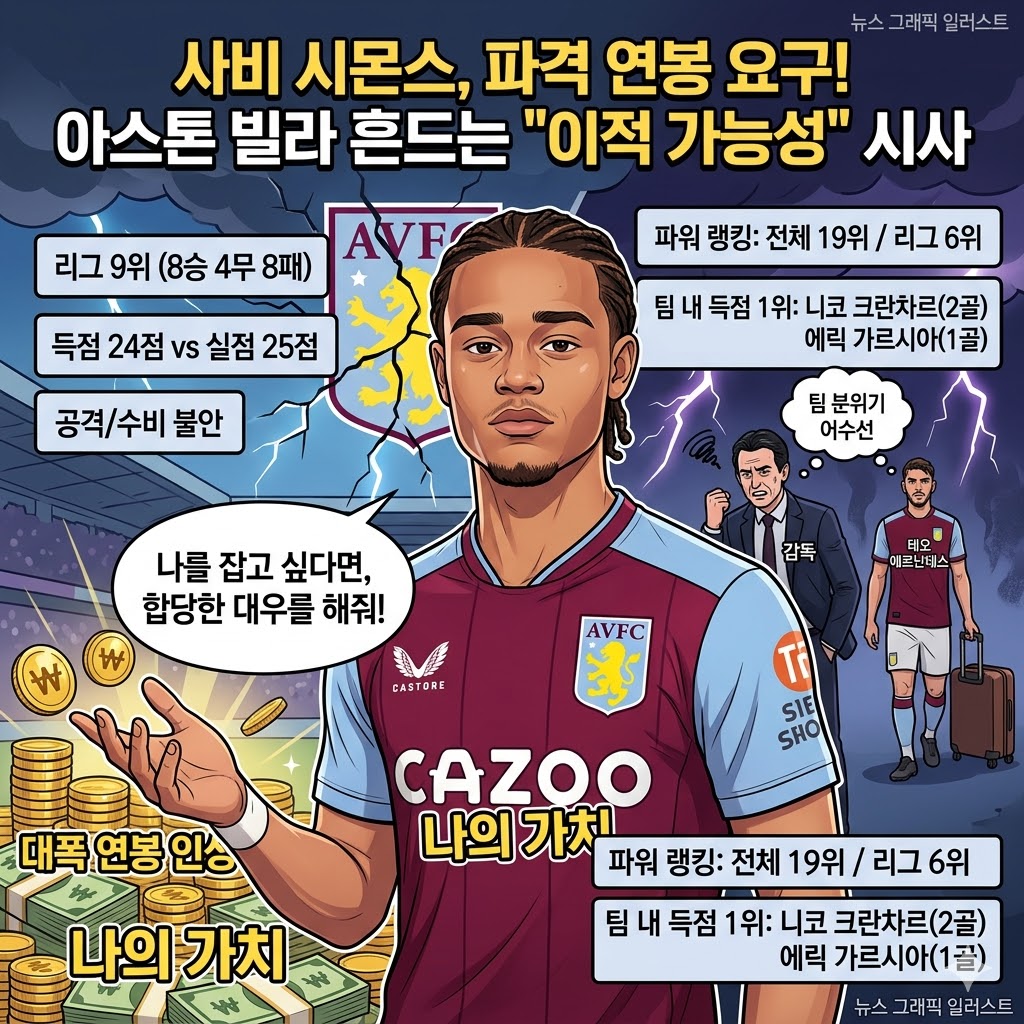 사비 시몬스, 아스톤 빌라에 연봉 폭탄 요구?